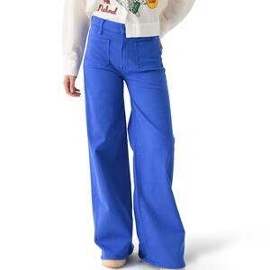 MOTHER Patch Pocket 28 Undercover Sneak Wide Leg Jeans Snorkel Blue